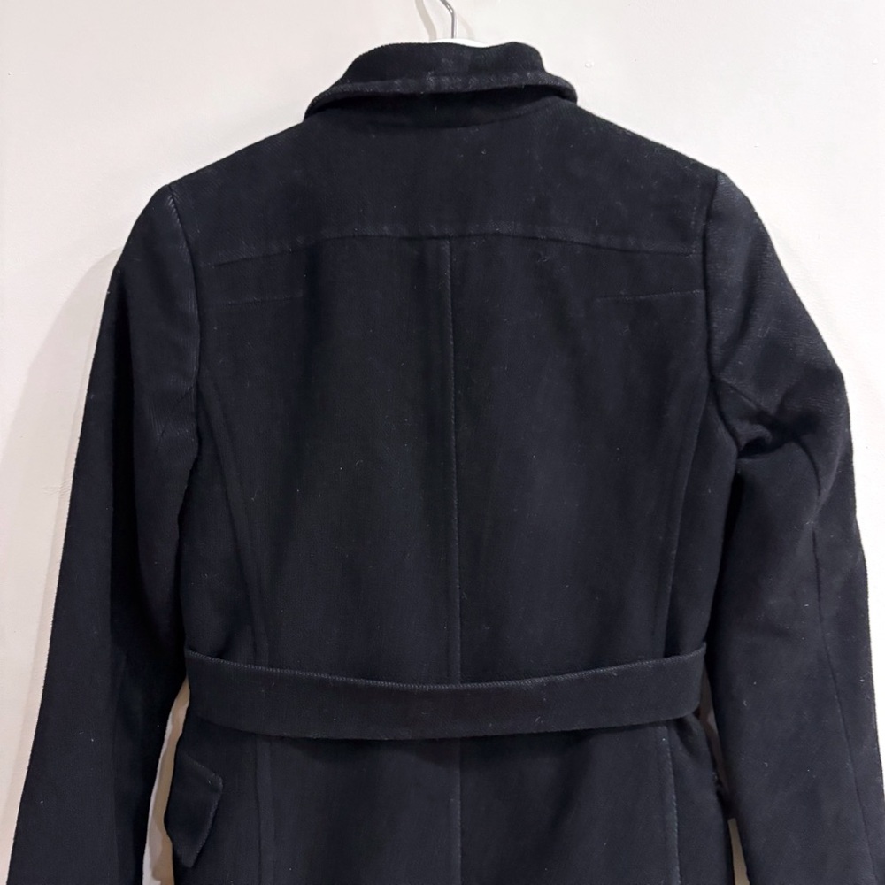 Club Monaco Women Peacoat XS Black Wool Blend Double Breasted Minimalist Chic - Picture 6 of 11